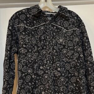 Cowboy Hardware Black Paisley Shirt M